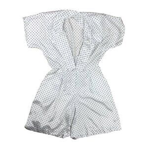ALGO-ETTES VTG Romper 80´s 90’s Polka Dot Satin White & Black‎ Knee-Lenght Retro